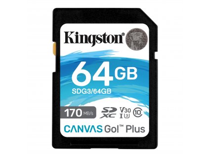 Kingston Canvas Go Plus/SDXC/64GB/170MBps/UHS-I U3/Class 10