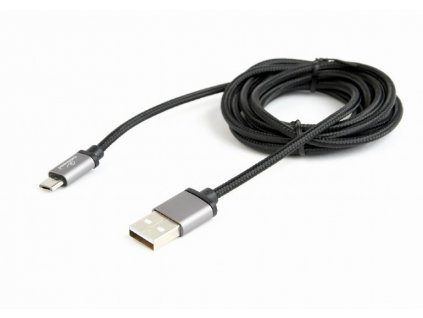 GEMBIRD Opletaný MicroUSB - USB 2.0, M/M, 1,8 m, černý