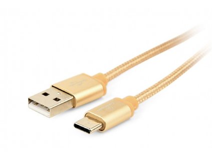 GEMBIRD Opletaný USB-C - USB 2.0, M/M, 1,8 m, zlatý