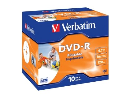 VERBATIM DVD-R (10-pack)Printable/16x/4.7GB/Jewel