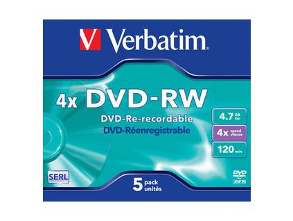 VERBATIM DVD-RW (4x, 4,7 GB), 5ks/pack