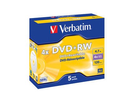 VERBATIM DVD+RW (4x, 4,7 GB), 5ks/pack