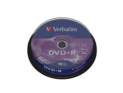 VERBATIM DVD+R(10-Pack)Spindl/MattSlvr/16x/4.7GB