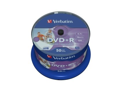 VERBATIM DVD+R (50-Pack) Cake/Print/16x/4.7GB/NoID