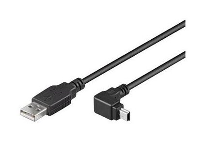 PremiumCord miniUSB 2.0, A-B, 5pinů, 90°, 1.8m