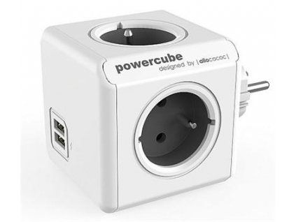 Zásuvka PowerCube ORIGINAL USB, Grey, 4 rozbočka, 2x USB