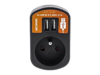 SPC 70 BK Zás. s 2xUSB, 5V/2100mA SENCOR