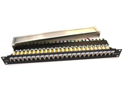 19" Patch panel EXCLUSIVE s 24 portmi, FTP (SFTP, STP), Cat 6, s hrotom