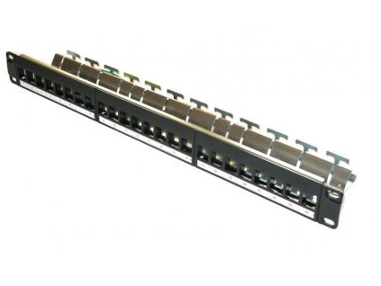19" modulárny tienený patch panel XtendLan 24portový, čierny - pre Cat6A keystone