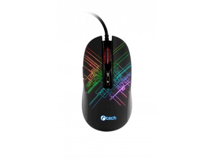 Herná myš C-TECH Dusk, pre príležitostné hranie, 3200 DPI, RGB podsvietenie, USB