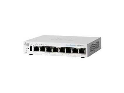 Cisco switch CBS250-8T-D (8xGbE,1xPoE-in,fanless)