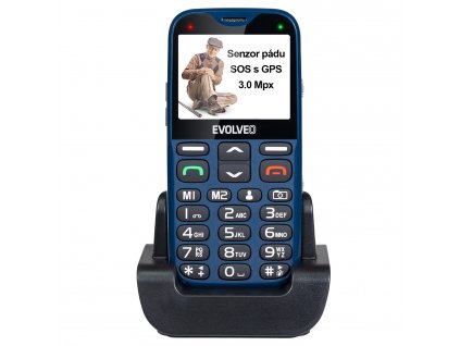 EVOLVEO EasyPhone XG, mobilný telefón pre seniorov s nabíjacím stojanom (modrá farba)