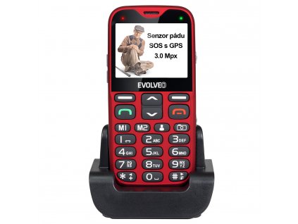 EVOLVEO EasyPhone XG, mobilný telefón pre seniorov s nabíjacím stojanom (červená farba)