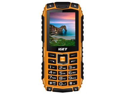 iGET Defender D10 Orange - odolný telefon IP68, DualSIM, 2500 mAh, BT, powerbanka, svítilna, FM, MP3