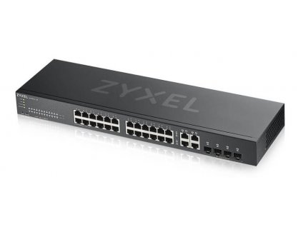 Zyxel GS1920-24V2 28-portový gigabitový WebManaged Switch, 24x gigabitový RJ45, 4x gigabitový RJ45/SFP, bez ventilátora