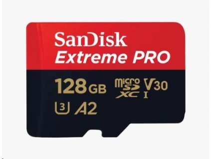 SanDisk micro SDXC karta 128GB Extreme PRO (200 MB/s Class 10, UHS-I U3 V30) + adaptér