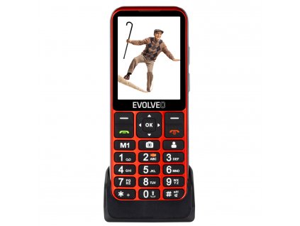 EVOLVEO EasyPhone LT, mobilný telefón pre seniorov s nabíjacím stojanom (červená farba)