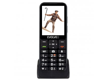 EVOLVEO EasyPhone LT, mobilní telefon pro seniory s nabíjecím stojánkem (černá barva)