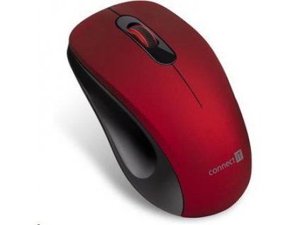 CONNECT IT "MUTE" bezdrôtová optická tichá myš, USB, (+ 1x AA batéria zdarma), červená