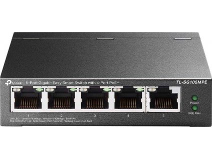 TP-Link Easy Smart switch TL-SG105MPE (5xGbE, 4xPoE+, 120W, fanless)