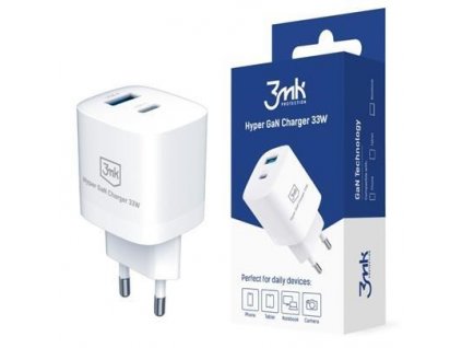 3mk síťová nabíječka - Hyper GaN Charger 33W, bílá