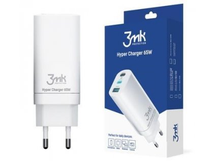 3mk síťová nabíječka - Hyper Charger 65W, bílá