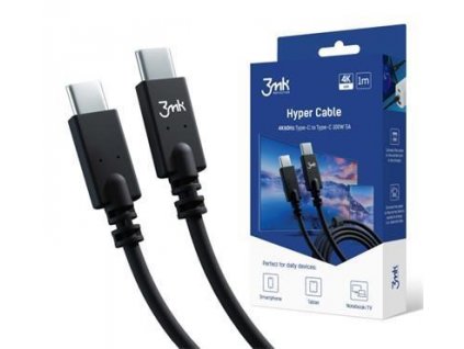 3mk datový kabel - Hyper Cable 4k60Hz 1m 100W C to C, černá