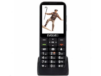 EVOLVEO EasyPhone LT, mobilní telefon pro seniory s nabíjecím stojánkem, černá