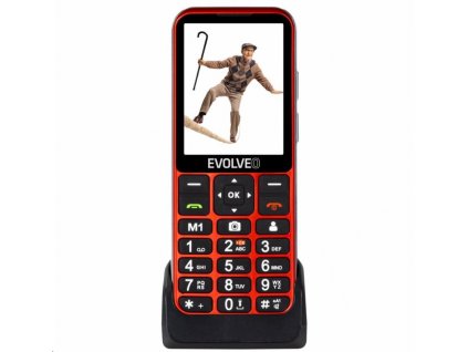 EVOLVEO EasyPhone LT, mobilní telefon pro seniory s nabíjecím stojánkem, červená