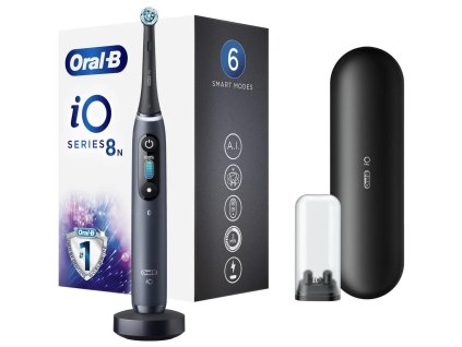 Oral-B iO Series 8 Black Onyx elektrický zubní kartáček, magnetický, 6 režimů, časovač, tlakový senzor, pouzdro, černý