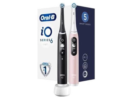 Oral-B iO Series 6 Duo Black & Pink Sand set elektrických zubních kartáčků, 5 režimů, AI, časovač