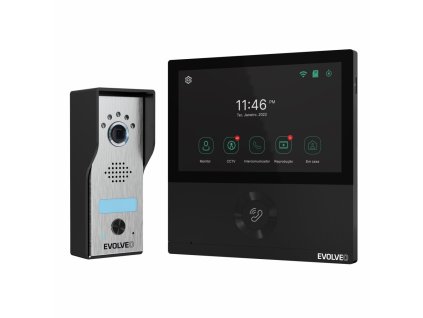 EVOLVEO DoorPhone AHD7, Sada domácího WiFi videotelefonu s ovládáním brány nebo dveří, černý monitor