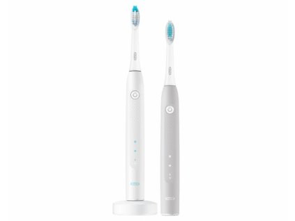 Oral-B Pulsonic SLIM Clean 2900 elektrický zubní kartáček, sonický, 62 000 pulzů, 2 režimy, 2 kusy, bílý a šedý