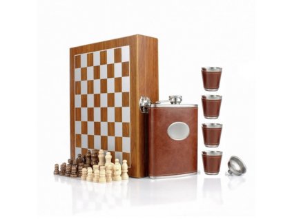 Ploskačka v darčekovej kazete hnedá so šachom 240ml1