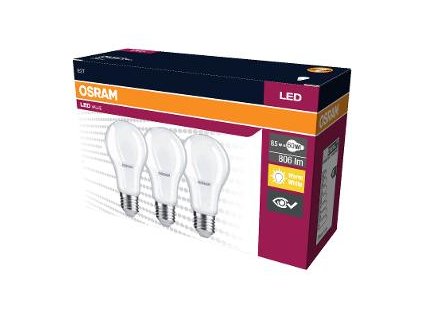 LED Cla. A 60 8.5W/2700K E27 3pack OSRAM