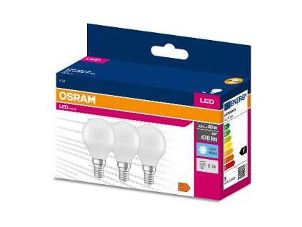 LED Cla. P 40 4.9W/4000K E14 3pack OSRAM