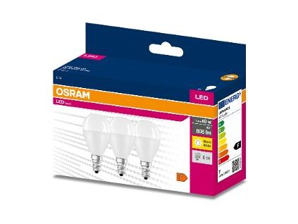 LED Cla. P 60 7 W/2700 K E14 3pack OSRAM