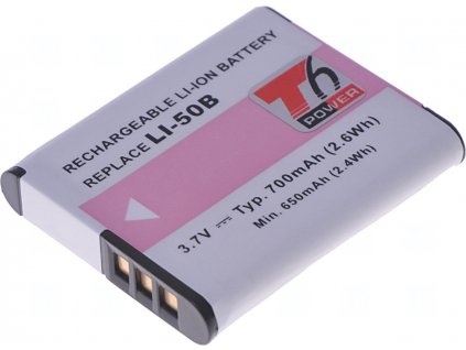 Batéria T6 Power Li-50B, D-Li92, DB-100, VW-VBX090, NP-150, LB-050, LB-052, GB-50A, 700mAh, 2,6Wh