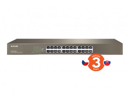 Tenda TEG1024G 24x Gigabit Switch, Fanless-bez ventilátorů, Rackmount 19'', ochrana proti přepětí