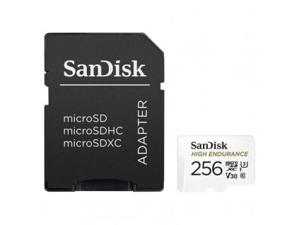 SanDisk High Endurace/micro SDXC/256GB/100MBps/Class 10/+ Adaptér/Bílá