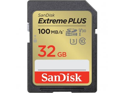 SanDisk Extreme PLUS/SDHC/32GB/100MBps/UHS-I U3 / Class 10/Černá