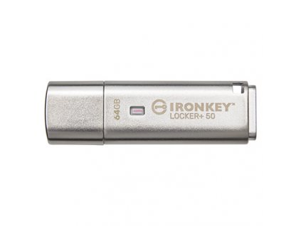 Kingston IronKey Locker+ 50/64GB/145MBps/USB 3.1/USB-A/Strieborná