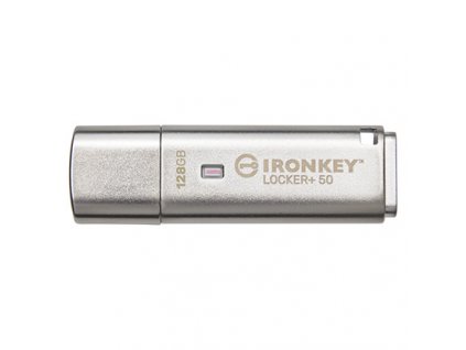 Kingston IronKey Locker+ 50/128GB/145MBps/USB 3.1/USB-A/Strieborná