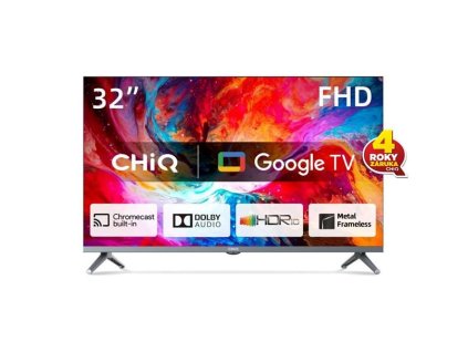 CHiQ L32M8TG TV 32", FHD, smart, Google TV, dbx-tv, Dolby Audio, Frameless, stříbrná