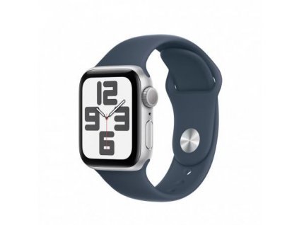 APPLE Watch SE GPS 40mm Silver Aluminium Case with Storm Blue Sport Band - M/L