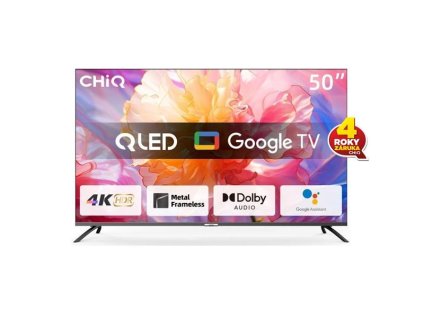 CHiQ U50QM8E TV 50", UHD, QLED, smart, Google TV, dbx-tv, Dolby Audio, Frameless