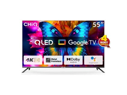 CHiQ U55QM8E TV 55", UHD, QLED, smart, Google TV, dbx-tv, Dolby Audio, Frameless