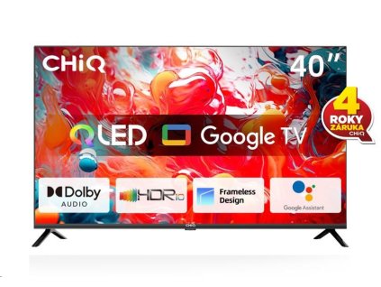 CHiQ L40QH7G TV 40", QLED, Full HD, Google TV, Frameless, Dolby Audio, dbx-tv, HDR 10