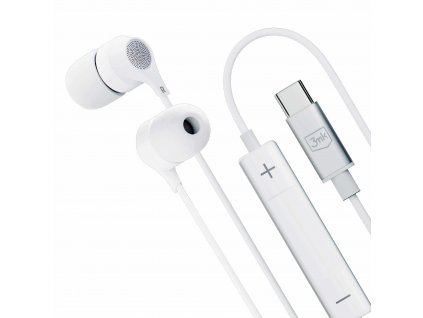 3mk sluchátka - Wired Earphones USB-C, bílá
