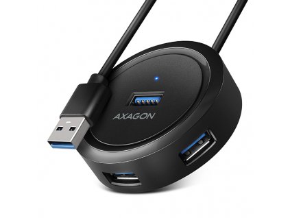 AXAGON HUE-P1A, 4x USB 3.2 Gen 1 ROUND hub, micro USB napájací konektor, kábel USB-A 30cm